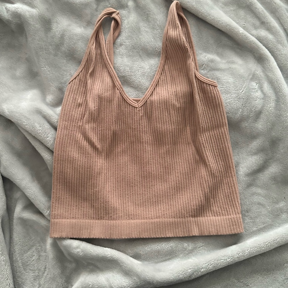 Free People Ribbed Tan Sleeveless Brami